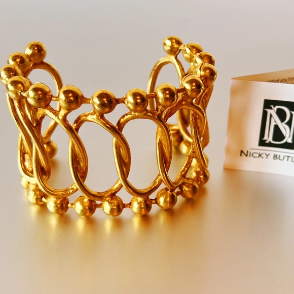 🔶NICKY BUTLER Fashion Gold Tone Wide Roman Chain Statement Cuff NEW NB - Picture 2 of 15